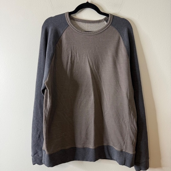 lululemon athletica Other - Lululemon Mens Raglan Crewneck Sweatshirt Brown Grey‎ Side Zips XL